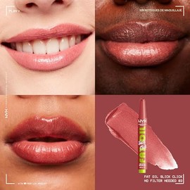 NYX PROFESSIONAL MAKEUP Fat Oil Slick Click, Bálsamo labial vegano ligero, acumulable y pigmentado - Sin necesidad de filtro
