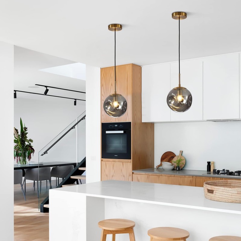 BOKT Mid Century Modern Gold Globe Pendant Lights Kitchen Island