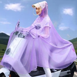 Motorcycle Raincoat Cycling Rain Poncho Waterproof Scooter Rain Capes for Men WomenViolet with Retroreflector 4XL Thicken