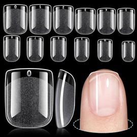 TOMICCA Puntas de Uñas Postizas Cuadradas Extra Cortas, Puntas de Uñas de Gel Suave Prearchivado de Acrílico Medio Mate, 192 Piezas de Cubierta Comple