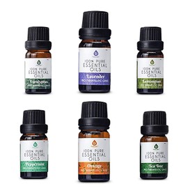 Pursonic Pursonic Essential Oils Set - Top 6 Aromatherapy Blends Gift Set - 10ml 100% Pure Essential Oils for Diffusers, Home, Massage, & Bath (Eucalyptus,Lavender,Lemongrass,Orange,Peppermint,Tea Tree)