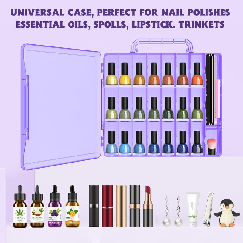 Portable Nail Polish Organizer, Clear Double Side Nail Polish Holder,Gel