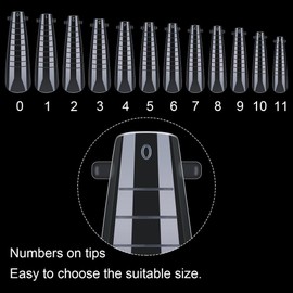 120 Pcs Clear Dual Nail Foam,Long Ballerina Coffin Polyester Nail Gel Nail Foam,Full Cover French Style Nail Mold 12 Sizes,For Nail Art Salon and Home DIY