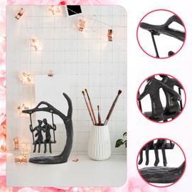 Hanna Roberts Couple Sculptures Cast Iron Gift for Anniversaries,Romantic Love for Each Other Couple Statue, Black Metal Couple Statue Sweet Love for Each Other Iron Sculpture Decoration ﻿