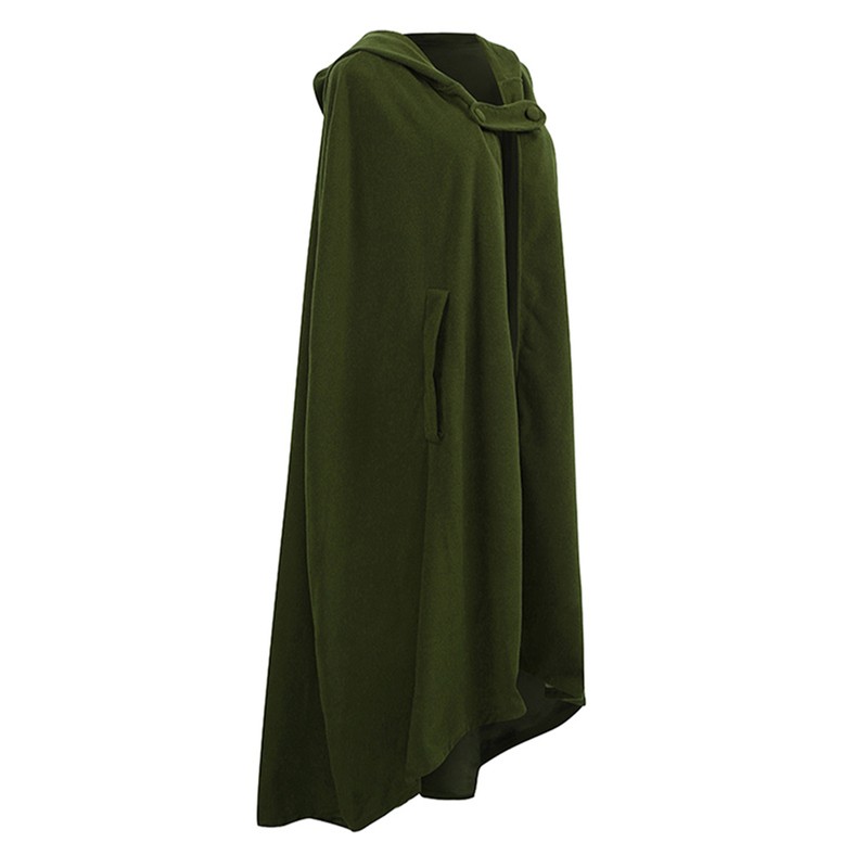 Casual Women Winter Cloak Hooded Sleeveless Button Closure Long Cape