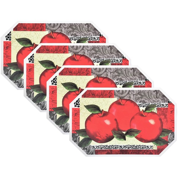 4 Pack Deluxe Vinyl Placemat Set Latest Decoration Patterns Non-Slip