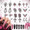 Pink Halloween Nail Art Charms, 3D Gothic Nail Rhinestone with