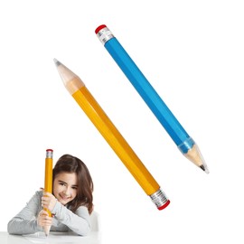 Vierone 2 Pcs Big Inch Wooden Giant Pencils Blue and Yellow Rainbow Pencils Large Colouring Pencils with Cap and Eraser Funny Extra Huge Novelty Pencil for Kids School Home Office Party Favors.