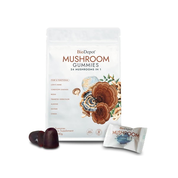 Biodepot Mushroom Gummies with Lions Mane & Ashwagandha – Herbal