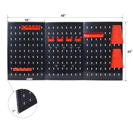 FLEXIMOUNTS 4ft Metal Pegboard Wall Organizer for Garage, Heavy-Duty Tool Storage System with 3 Pegboards, Drill Bit & Wrench Racks, Hooks, Tool Organizer for Workshop & Warehouse, Black