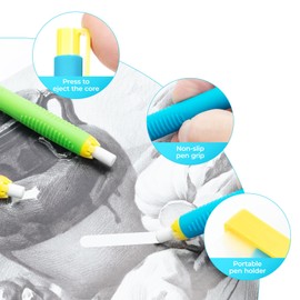 M&G Retractable Mechanical Eraser Pens, 3 Pack Assorted Colors Pencil Eraser(Blue, Pink, Green), Precision Pen-Style Erasers for School, Office, Art & Exam Use
