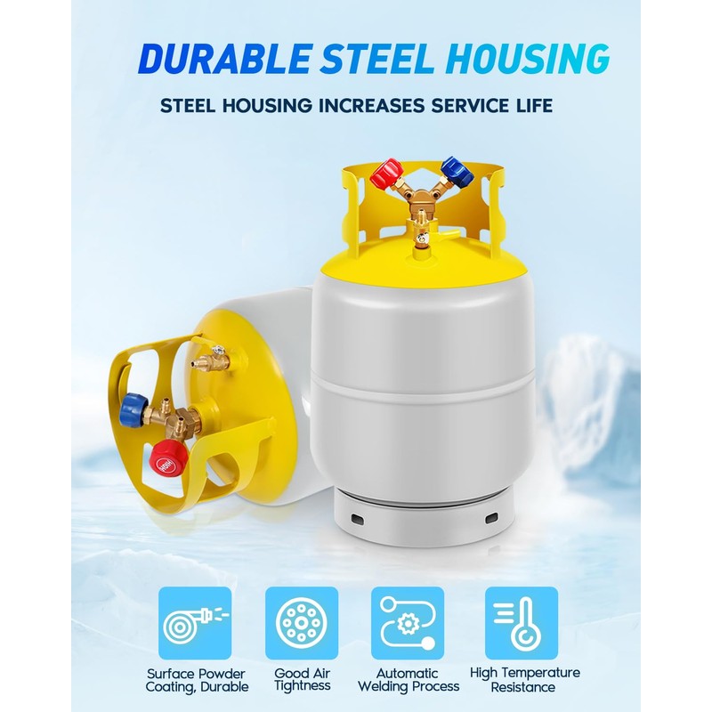 FAHKNS Recovery Tank, Reusable Cylinder Can 30 lb HVAC Tank