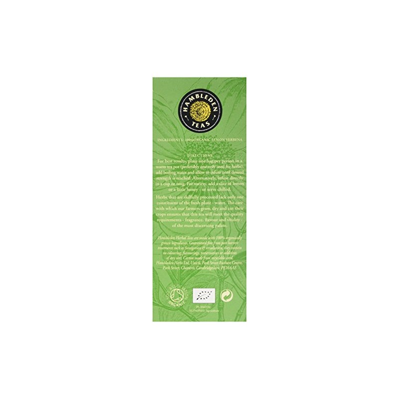 Hambleden Herbs Organic Lemon Verbena 20 Tea Bags (Pack of