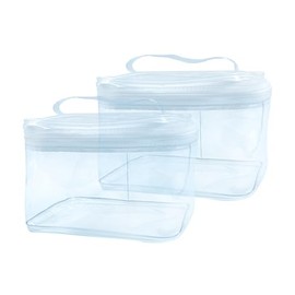 2 bolsas de cosméticos con cierre y asa transparente y bolsa de viaje versátil, material de PVC duradero, para maquillaje, artículos esenciales de via