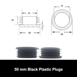 50mm Black Plastic Plugs, Black Round Tube Covers, Inner End Caps for Chairs Desks Tables Foot Furniture Pipe, 20 Pcs