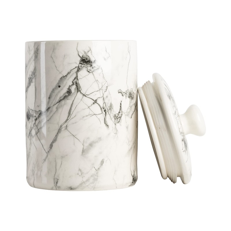 10 Strawberry Street Marble 3 Piece Canister Set, White/Black