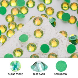 Novani 3000 Pieces Flatback Rhinestones Glass Round Gems F-Green Crystals for Nail Art DIY Crafts Clothes Shoes,SS16,3.8-4.0mm