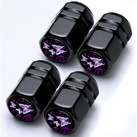 Butterfly Tire Valve Stem Caps Butterfly Car Accessories 4Pack Tire Air Cap Aluminum Alloy with Plastic Liner Corrosion Resistant Leak-Proof for Car SUV Bike Motorcycle Valve Decor Butterflys Gifts