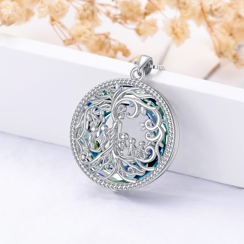 TOUPOP Mother and 5 Daughter/Son Necklace Sterling Silver Mom Necklace