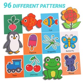 JALEVID Kids Plastic Scissors 2 PCS with 96 Colorful Animal Fruit Paper-Cuts for Art Craft, Children Preschool Training Safety Plastic Scissors for Art Craft, Child‌ Papers Cuts