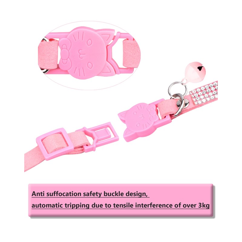 Aecllcea Cat Collars for Girl Cats with Rhinestone Soft Velvet,Breakaway