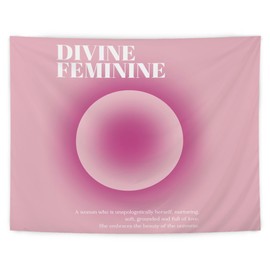 LUVADIAN Aura Divine Feminine Funky Y2K Pink Tapestry - Inspirational Gifts for Women, Aesthetic Pink Tapestry Wall Hanging for Girls Room Bedroom Dorm Office, Girly Room Decor Aesthetic, 50x60 Inches