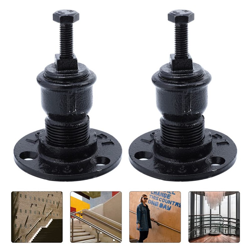 DOITOOL 2 Pcs Stair Railing Brackets Black Handrail Bracket Iron