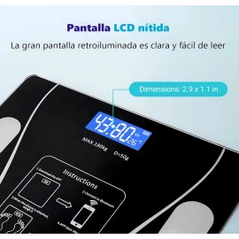 Bscula Inteligente Bluetooth Deylinghs con App y Medidor de IMC 180kg Negro                                                                           