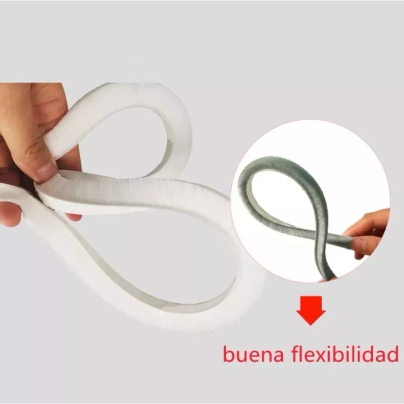 Estuchelandia 3mt Tira Sellado Cepillo Cinta Polvera Puerta Ventana 9x5mm
