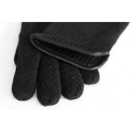 tittimitti 100% Virgin Wool Men's & Women's Gloves with Genuine Leather Trim.  - 8