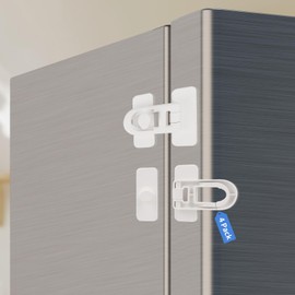 4 x Fridge Lock No Drilling Suitable for Ovens, Refrigerators, Microwaves, Washing Machines, Cupboards, Toilets, Wine Cabinets, Windows, for Toddlers