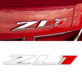 3D Raised Letters ZL1 Emblem Metal Side Rear Door with Adhesive Backing Fits for Chevy Camaro Rs Ss Automotive Decoration(Silver Red)