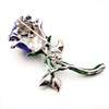 DREAMLANDSALES Vintage Royal Blue Enamel Rose Brooch Pin Winter Holiday