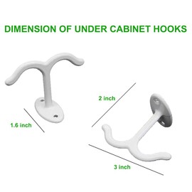 FanSiVoKe 10 Pcs Zinc Alloy Ceiling Double Hook Cabinet Wardrobe Coat Towel Hat Hook Hooks Under Cabinet Shelf (White)