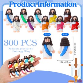 Bememo 300 Pcs Little Jesus Figures Bulk Original Design Mini Pocket Jesus Toys Rubber Figurine to Hide and Seek Religious Party Favors Sunday School Craft Baptism Gifts(Colorful)