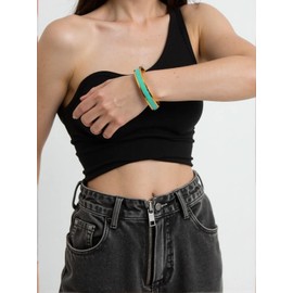 DANSOAN Remember Who The F You Are Motivational Color Bangle, Stainless Steel Inspirational Cuff Bracelets (Black Silver)