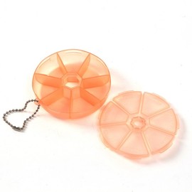 Mecal Round Daily Pill Organizer Pill Case (Orange) 8ea