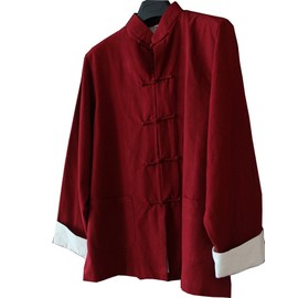ZooBoo Mens Martial Arts Kung Fu Jacket Tang Suit (XL, Wine Red)