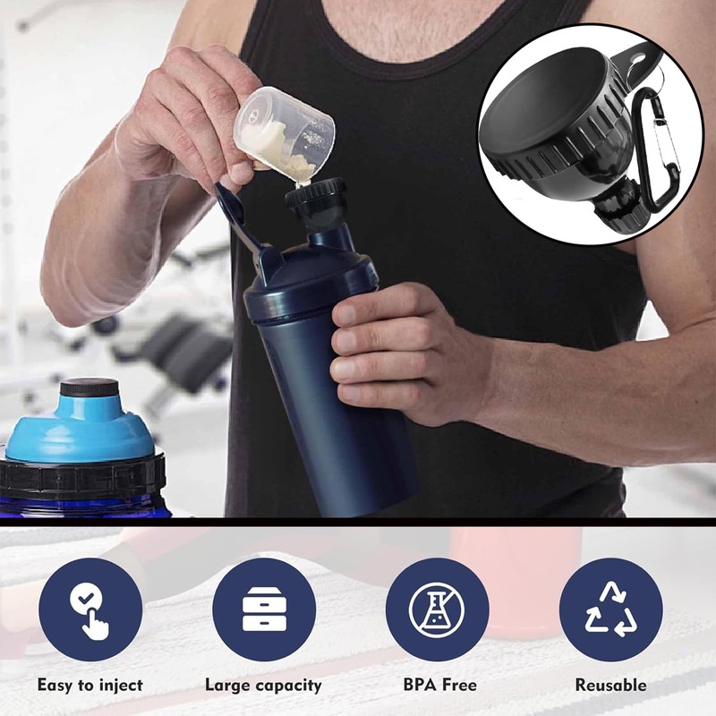 Small Protein Shaker, 2 Pcs Protein Powder Container, Portable Protein