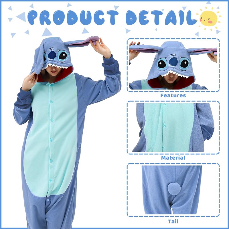 Harsever Pyjamas Cosplay Cartoon Animal, blue