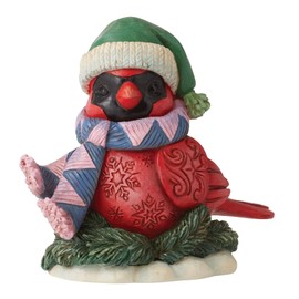 Enesco Jim Shore Heartwood Creek Christmas Cardinal in Scarf Miniature Figurine, 3.2 Inch, Multicolor