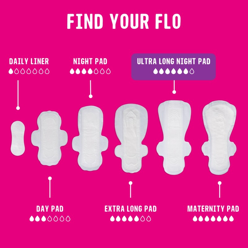 Flo Bamboo Night Period Pads – Ultra Long, Super Absorbent,