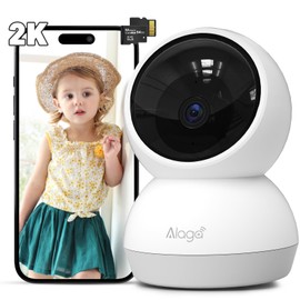 Alaga Security Indoor Cam 3K Indoor Surveillance Camera, WiFi, Swivelling, Indoor Camera Surveillance with Night Vision Includes 64GB Memory Card