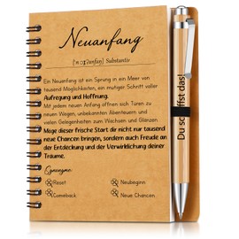 Sinmoe Thank You Gifts for Colleagues Employees Gifts Motivational Inspirational Mini Notebook with Wooden Ballpoint Pen Spiral Lined Notepad Ballpoint Pen (New Beginning)