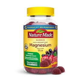 Nature Made High Absorption Magnesium Glycinate Gummies 100 mg per Serving, Muscle, Nerve, Bone and Heart Support, Magnesium Supplement, 40 Magnesium 