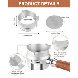 54mm Coffee Dosing Funnel, Hands-Free Aluminum Dosing Ring & 53.5mm Stainless Steel Puck Screen, Espresso Accessories for 54mm Breville Barista Portafilters, with Grinding Trigger, Home or Cafe Use