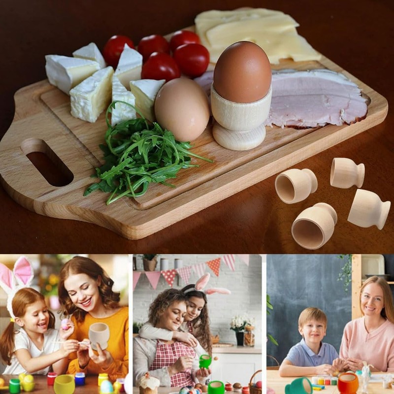 Wooden Egg Cups 4 Egg Cups Boiled Egg Holder Easter