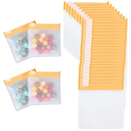 SOFPLATE 40Pcs 3 x 3 Inch Self Sealing Jewellery Bags Pill Pouches Bag Anti Tarnish Jewellery Pouch with Slide Lock Small Transparent Travel Pills Organizer for Packing Earrings Rings Necklaces Orange