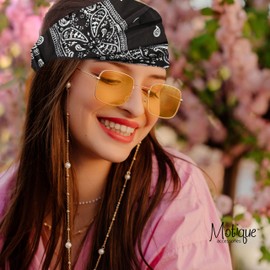 Motique Accessories Wide and Stretchy Cotton Bandana Headwrap, Multiple Colors (Black Paisley, Medium)