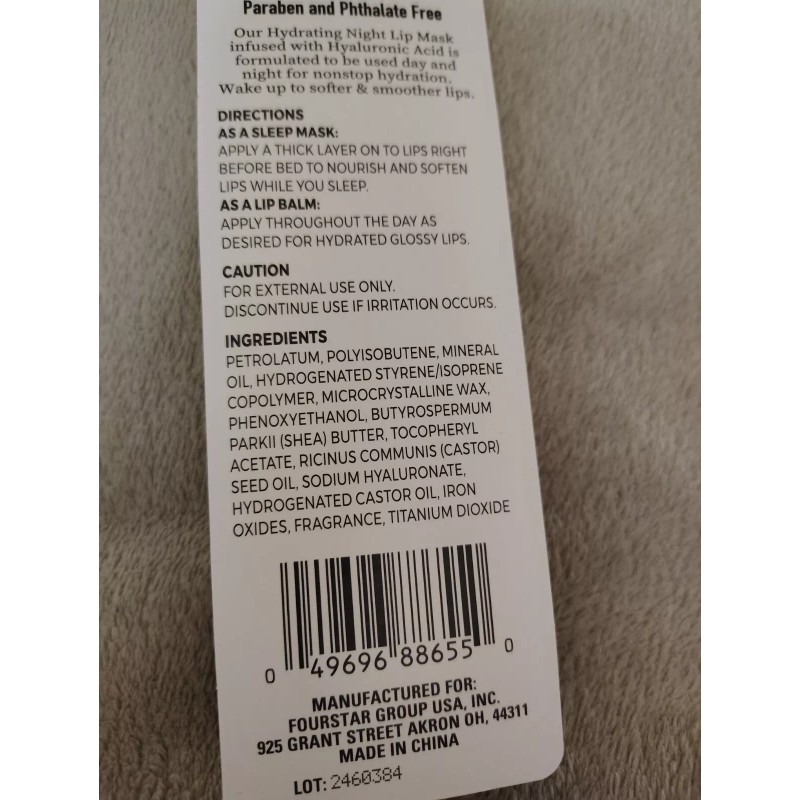 Bpure Hydrating Night Lip Mask with Hyaluronic Acid, Vitamin E